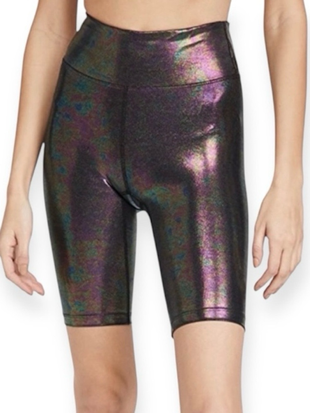 Heroine Sport Marvel High Waist Metallic Performance Biker Shorts NWT